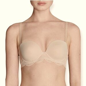 SIMONE PERELE Karma Plunge Convertible Strapless Underwire Bra Peau Rose 34DD